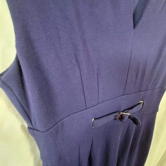 Eliza J Dress Sleeveless Cobalt Blue dressy sz 12 vtg zip belt V-neck timeless - Picture 7 of 17